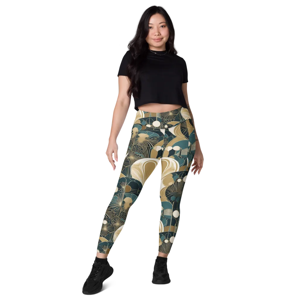 Gilded Night Garden on Leggings with Pockets — Front