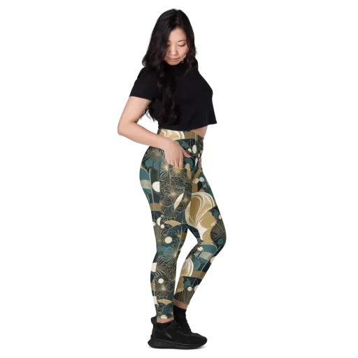 Gilded Night Garden on a Leggings with Pockets