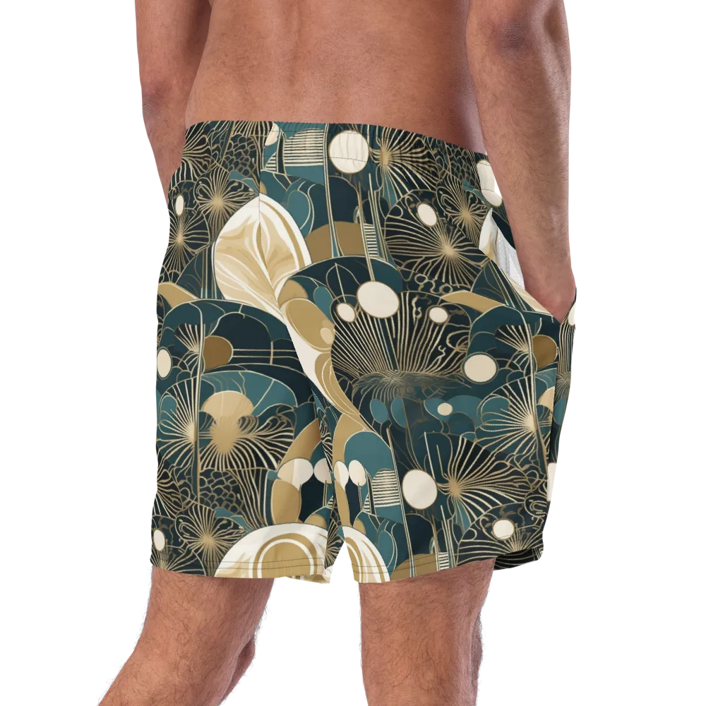 Gilded Night Garden on Swim Trunks — Right Back