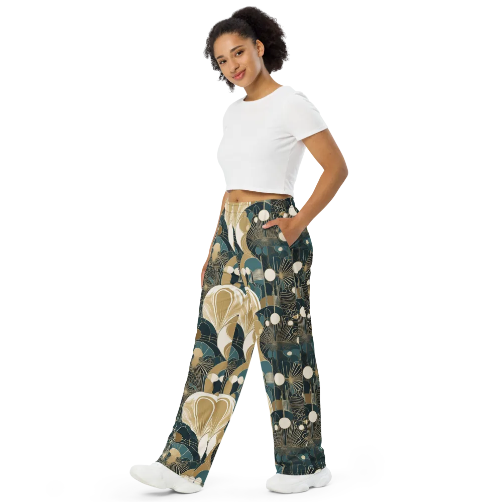 Gilded Night Garden on Wide-Leg Pants — Left Front