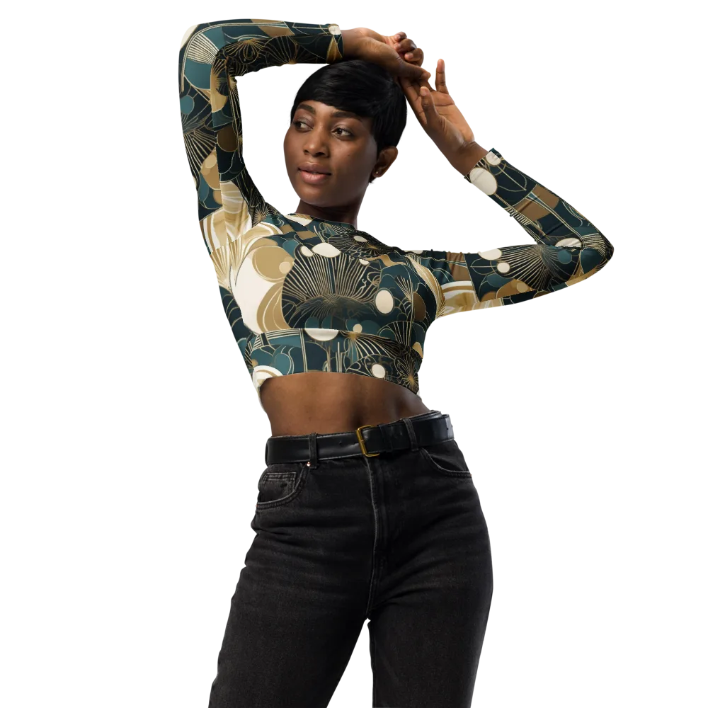 Gilded Night Garden on Long Sleeve Crop Top — Front