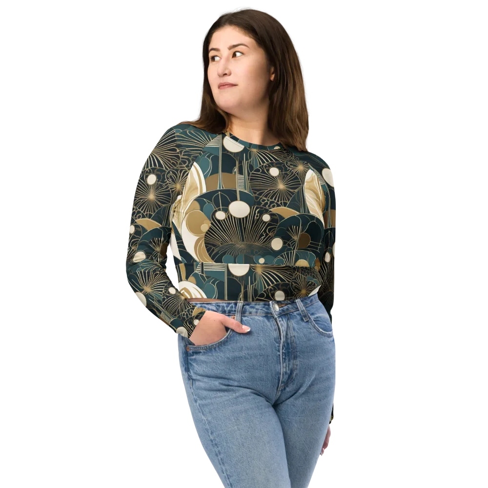 Gilded Night Garden on Long Sleeve Crop Top — Front