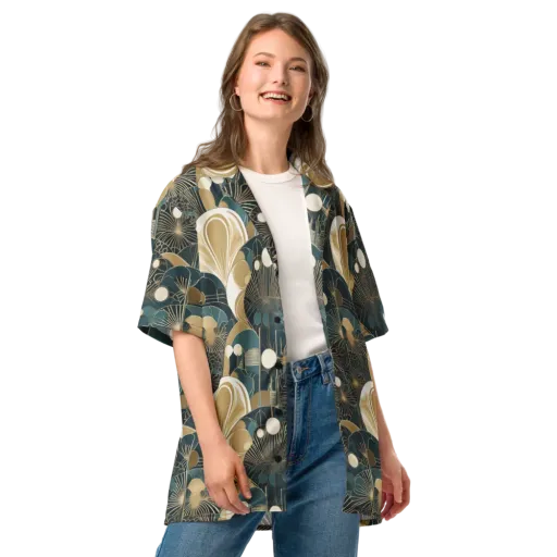 Gilded Night Garden on a Button Shirt