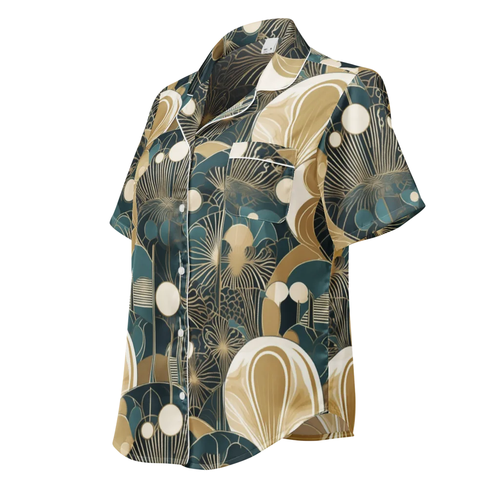 Gilded Night Garden on Women's Short Sleeve Pajama Top — Left Front