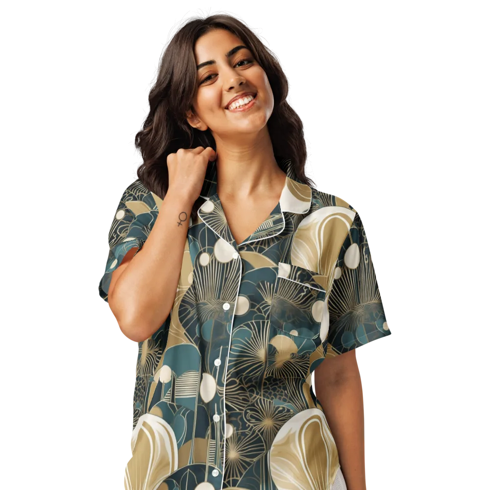 Gilded Night Garden on Women's Short Sleeve Pajama Top — Front