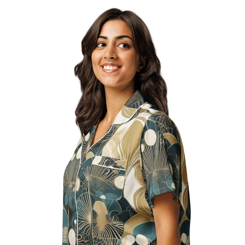 Gilded Night Garden on Women's Short Sleeve Pajama Top — Left Front