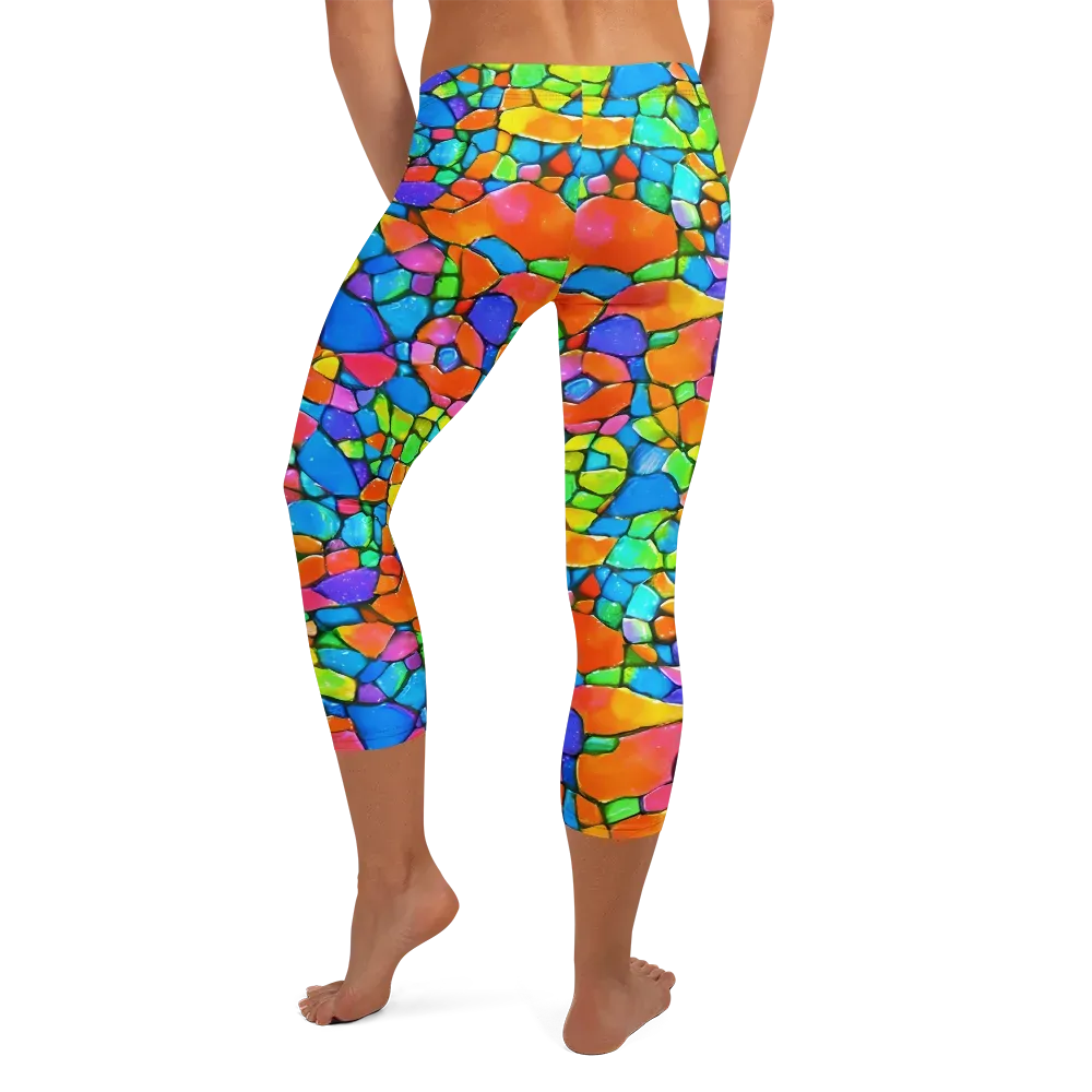 Prismatic Mosaic on Capri Leggings — Back
