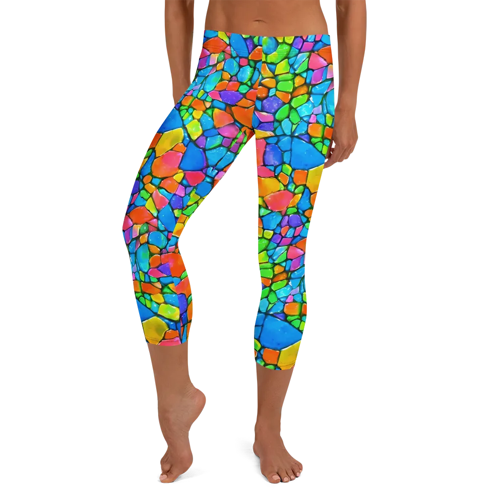 Prismatic Mosaic on Capri Leggings — Front