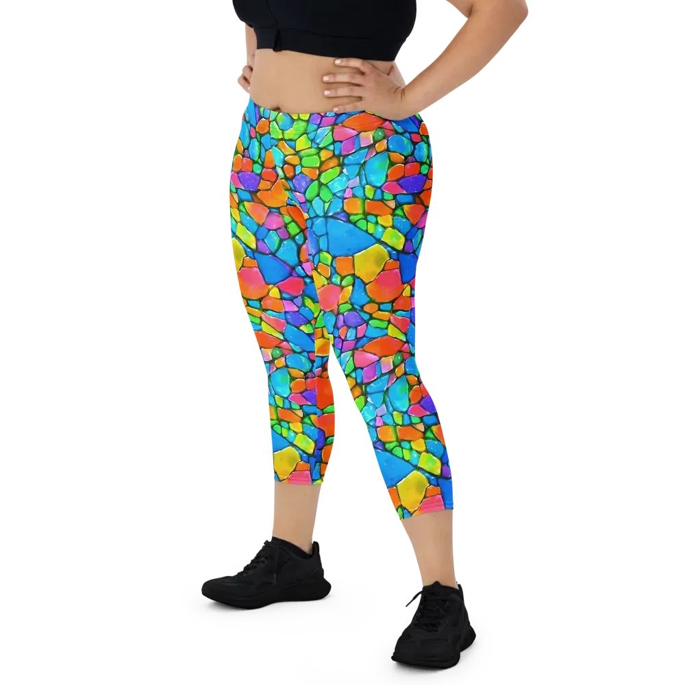 Prismatic Mosaic on Capri Leggings — Front