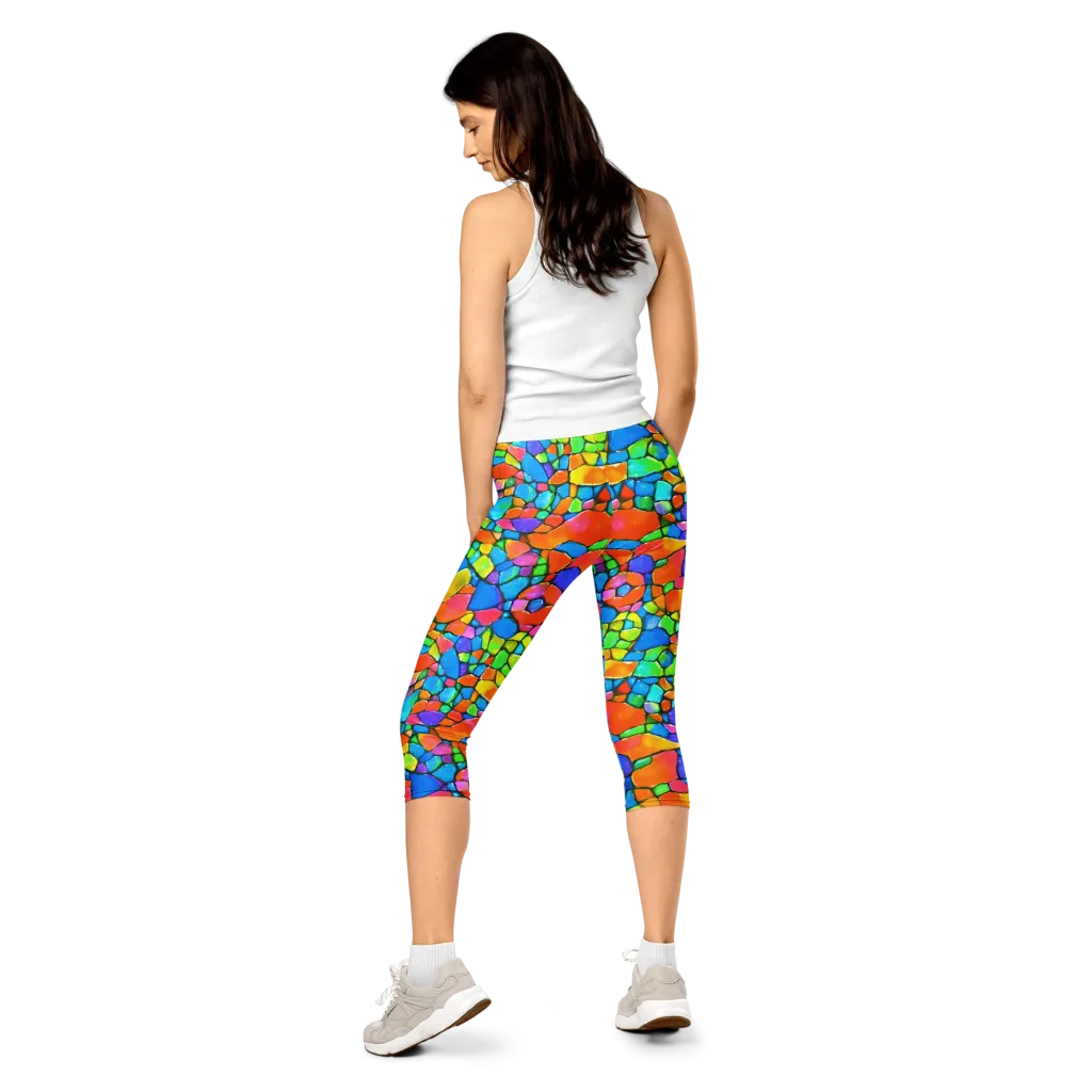 Prismatic Mosaic on Capri Leggings — Back