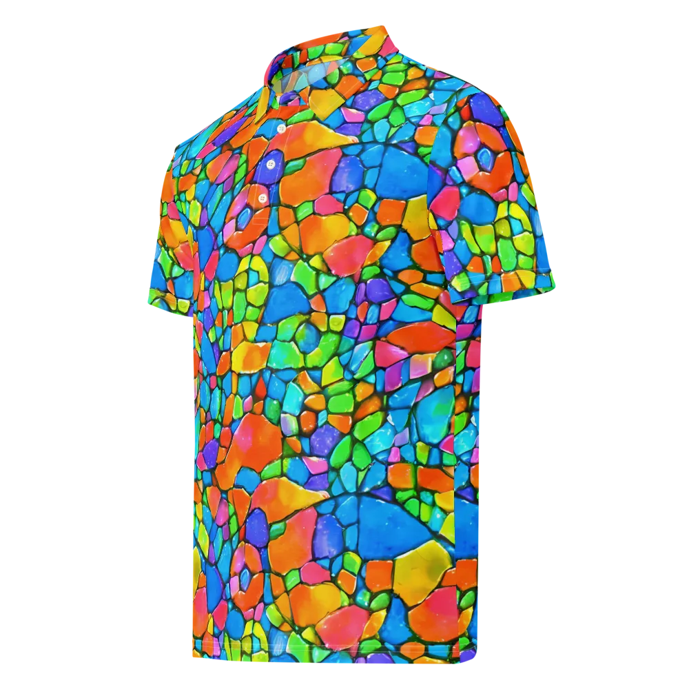Prismatic Mosaic on Men's Slim Fit Polo Shirt — Left Front