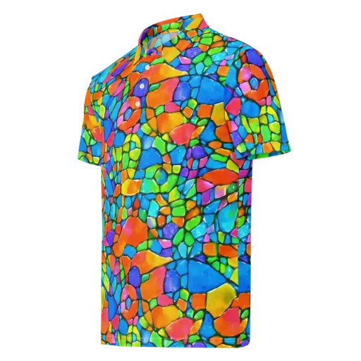 Prismatic Mosaic on a Men's Slim Fit Polo Shirt