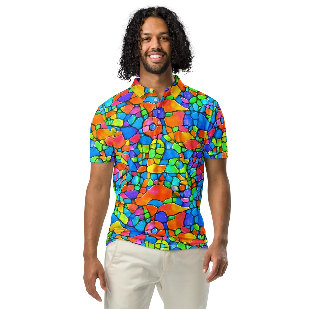 Prismatic Mosaic on Men's Slim Fit Polo Shirt — Front