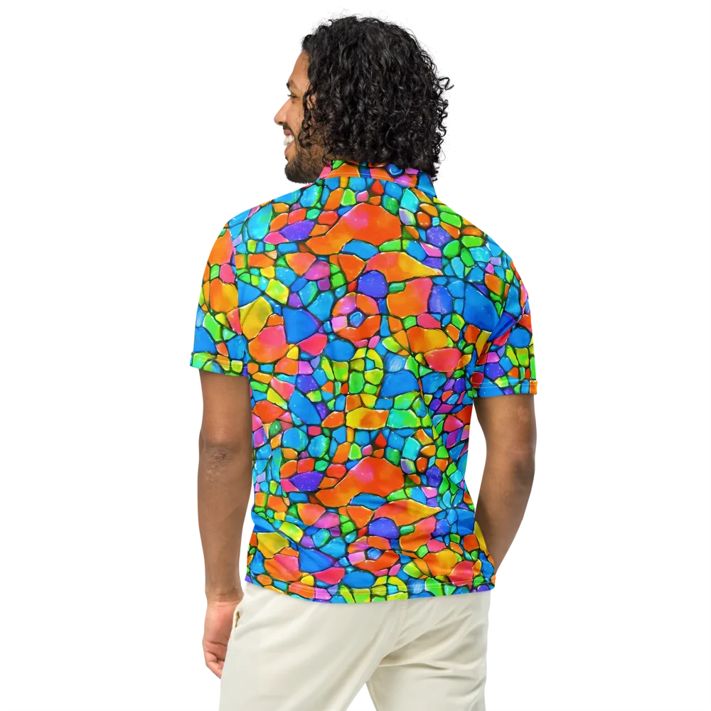 Prismatic Mosaic on Men's Slim Fit Polo Shirt — Back