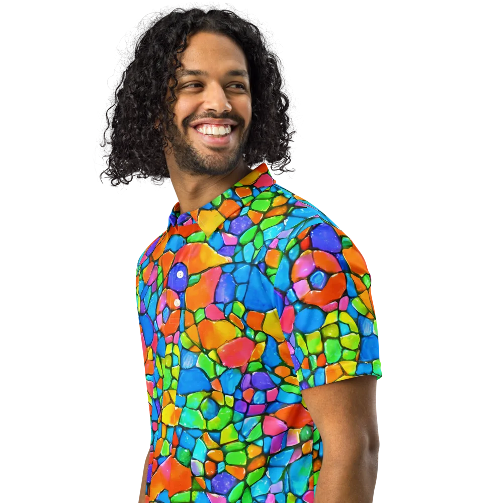 Prismatic Mosaic on Men's Slim Fit Polo Shirt — Left Front