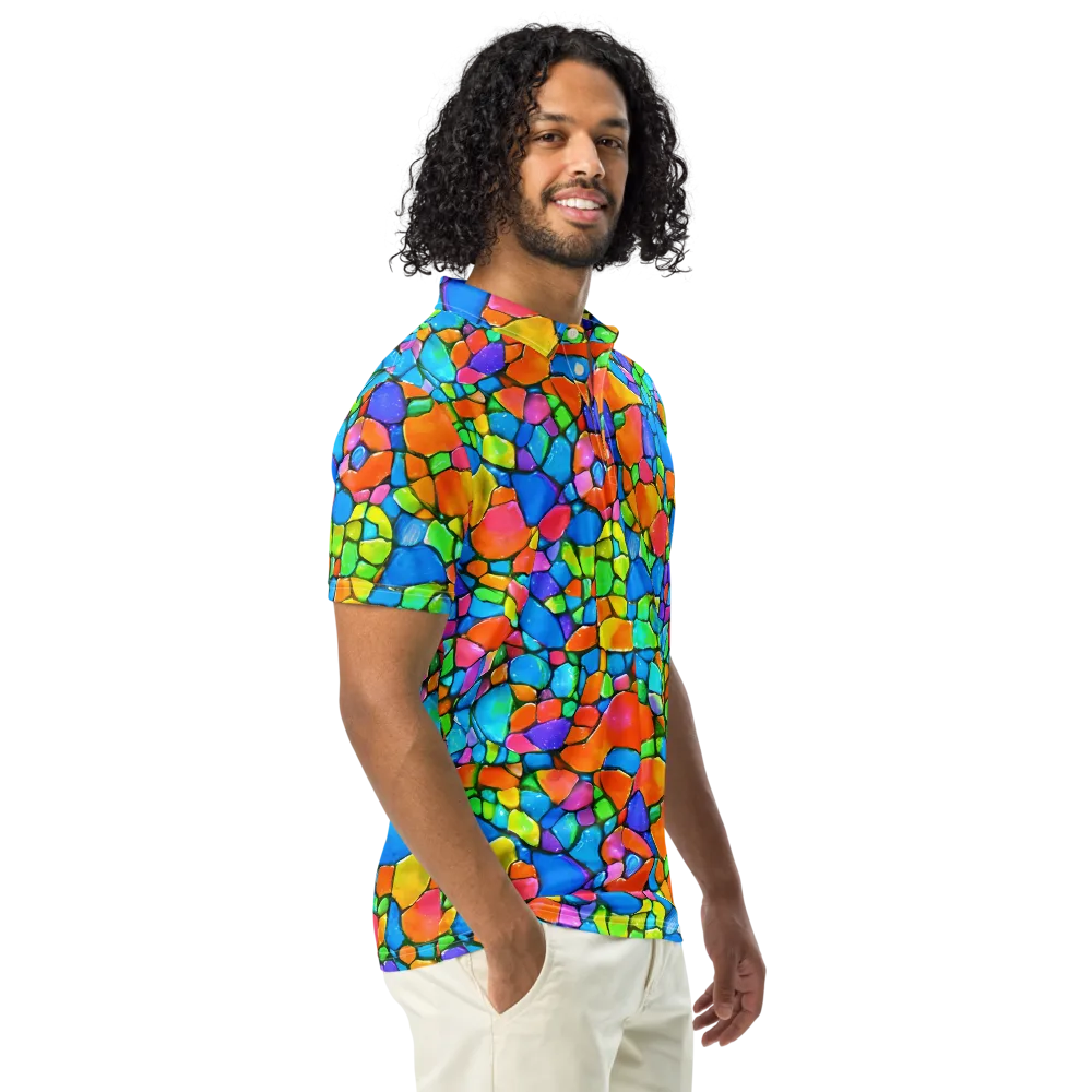 Prismatic Mosaic on Men's Slim Fit Polo Shirt — Right Front