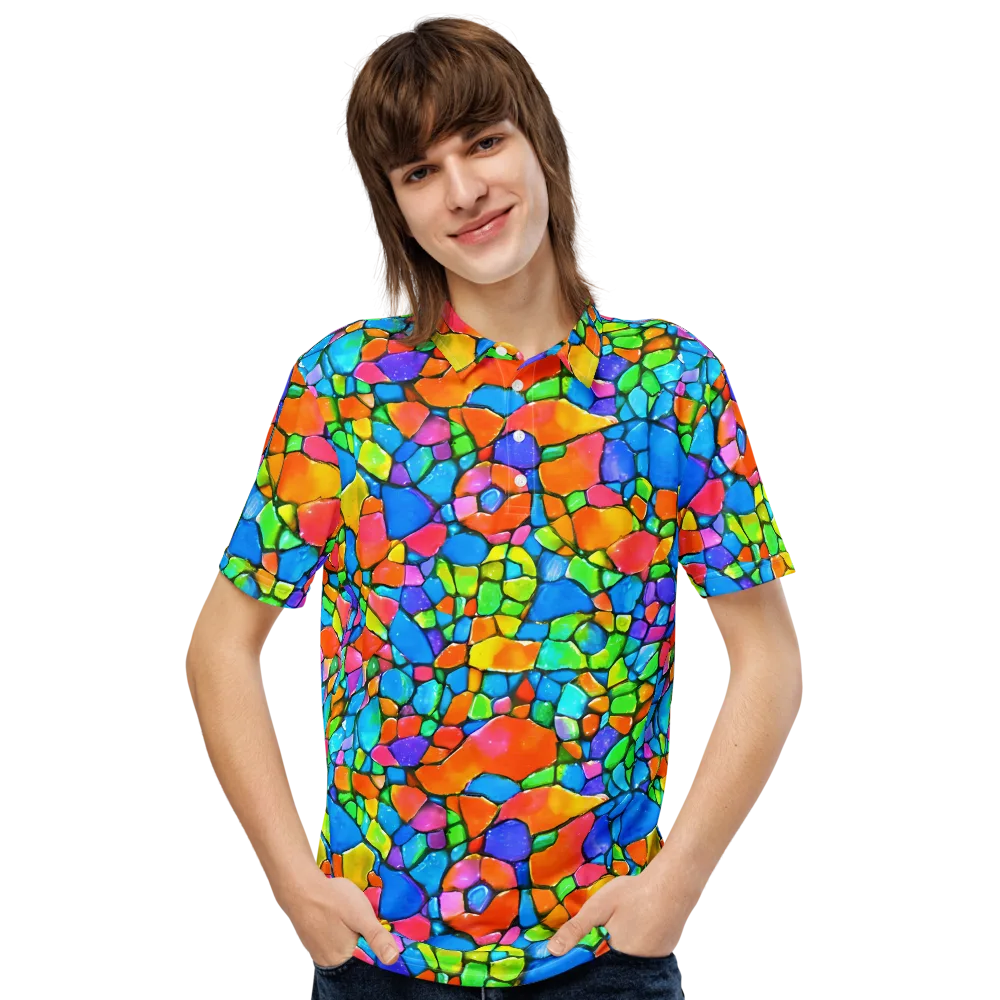 Prismatic Mosaic on Men's Slim Fit Polo Shirt — Front
