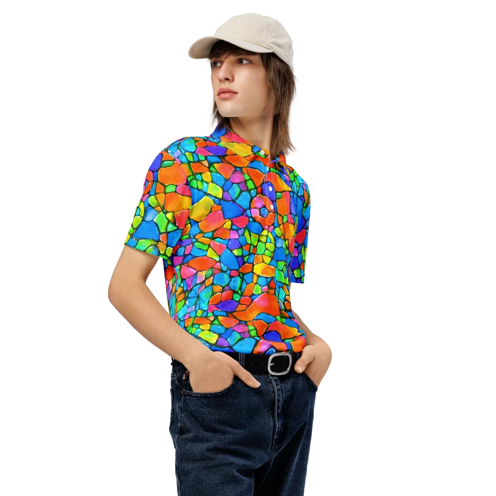 Prismatic Mosaic on Men's Slim Fit Polo Shirt — Right Front