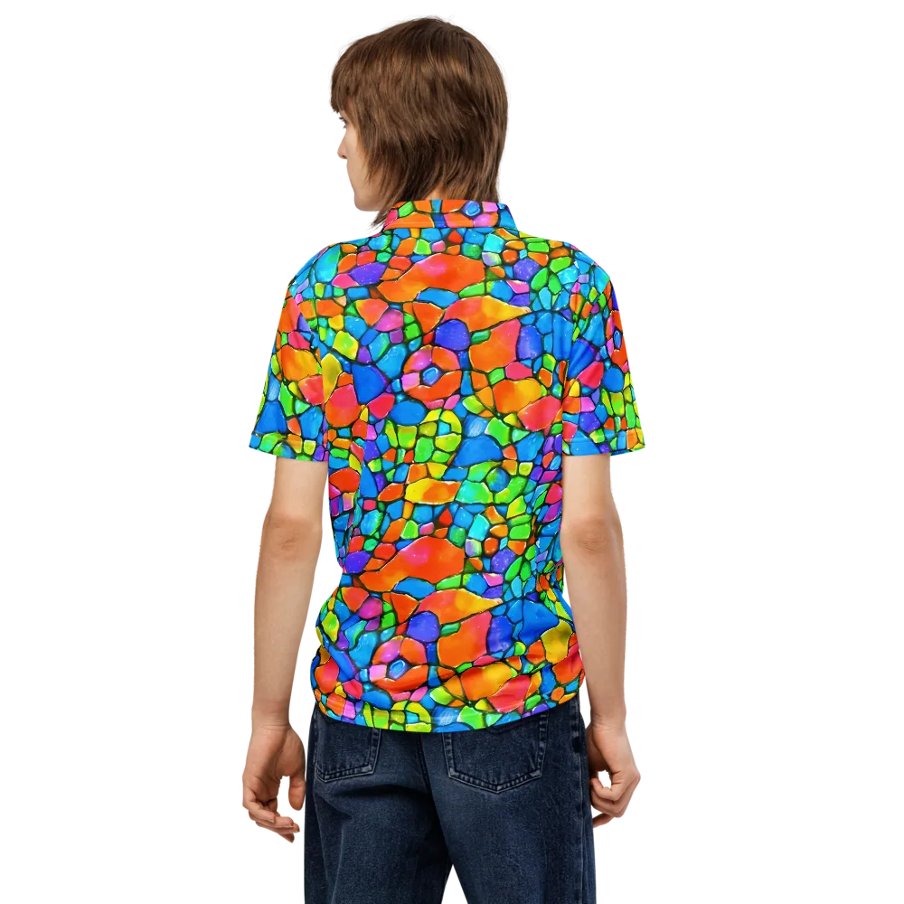 Prismatic Mosaic on Men's Slim Fit Polo Shirt — Back