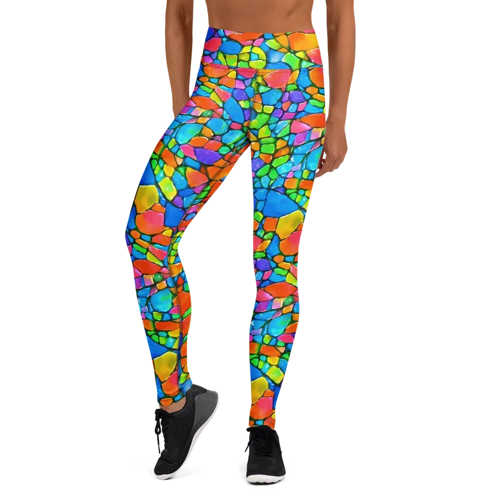 Prismatic Mosaic on Yoga Leggings — Front