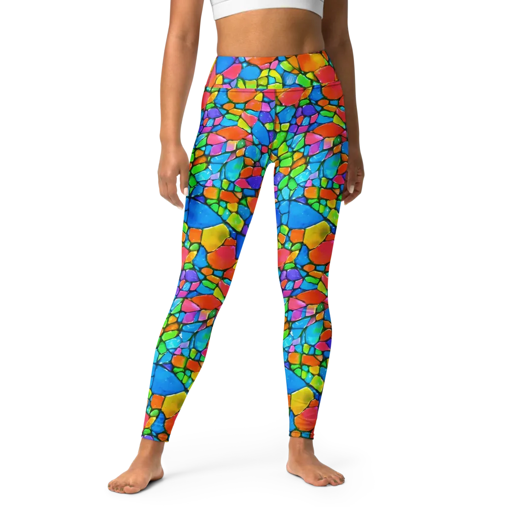 Prismatic Mosaic on Yoga Leggings — Front