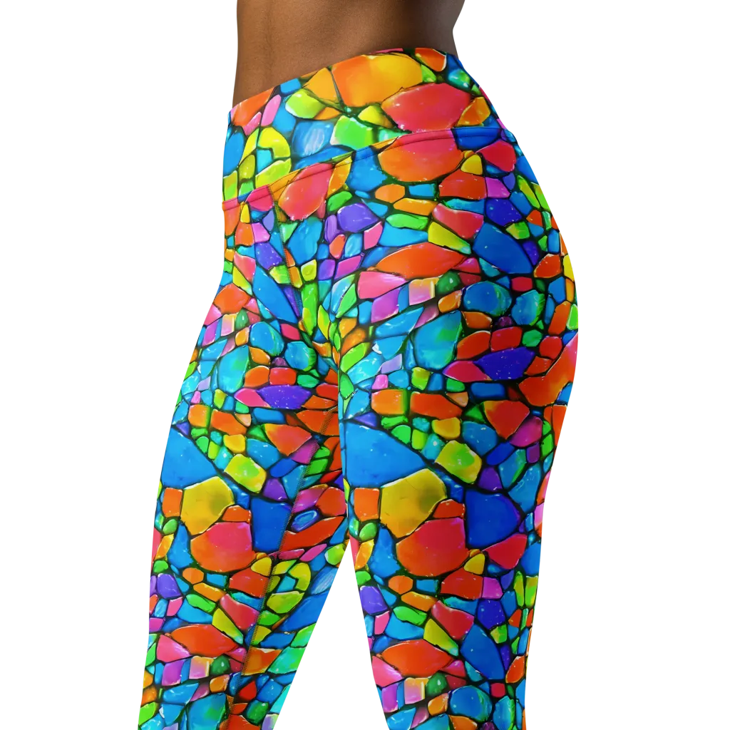 Prismatic Mosaic on Yoga Leggings — Left Front
