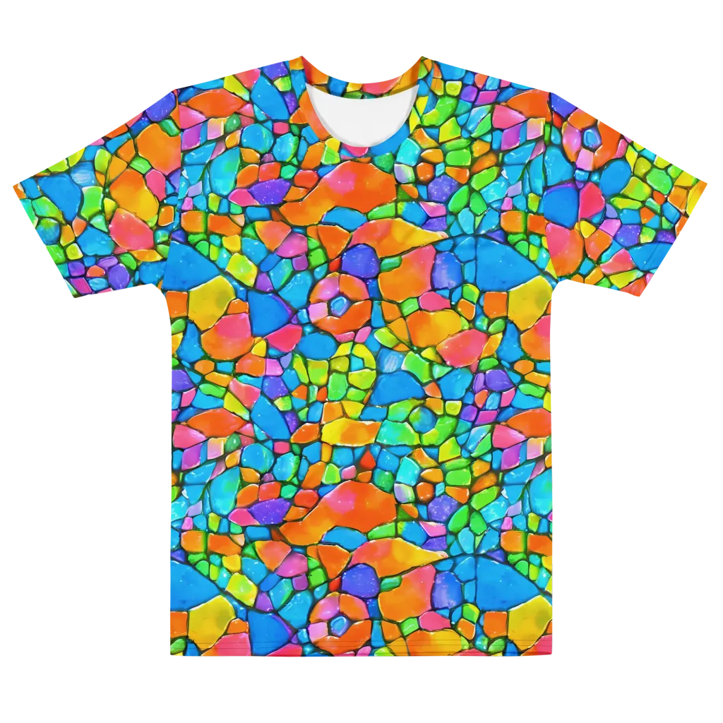 Prismatic Mosaic on Men's Cotton Crew Neck T-Shirt — Front