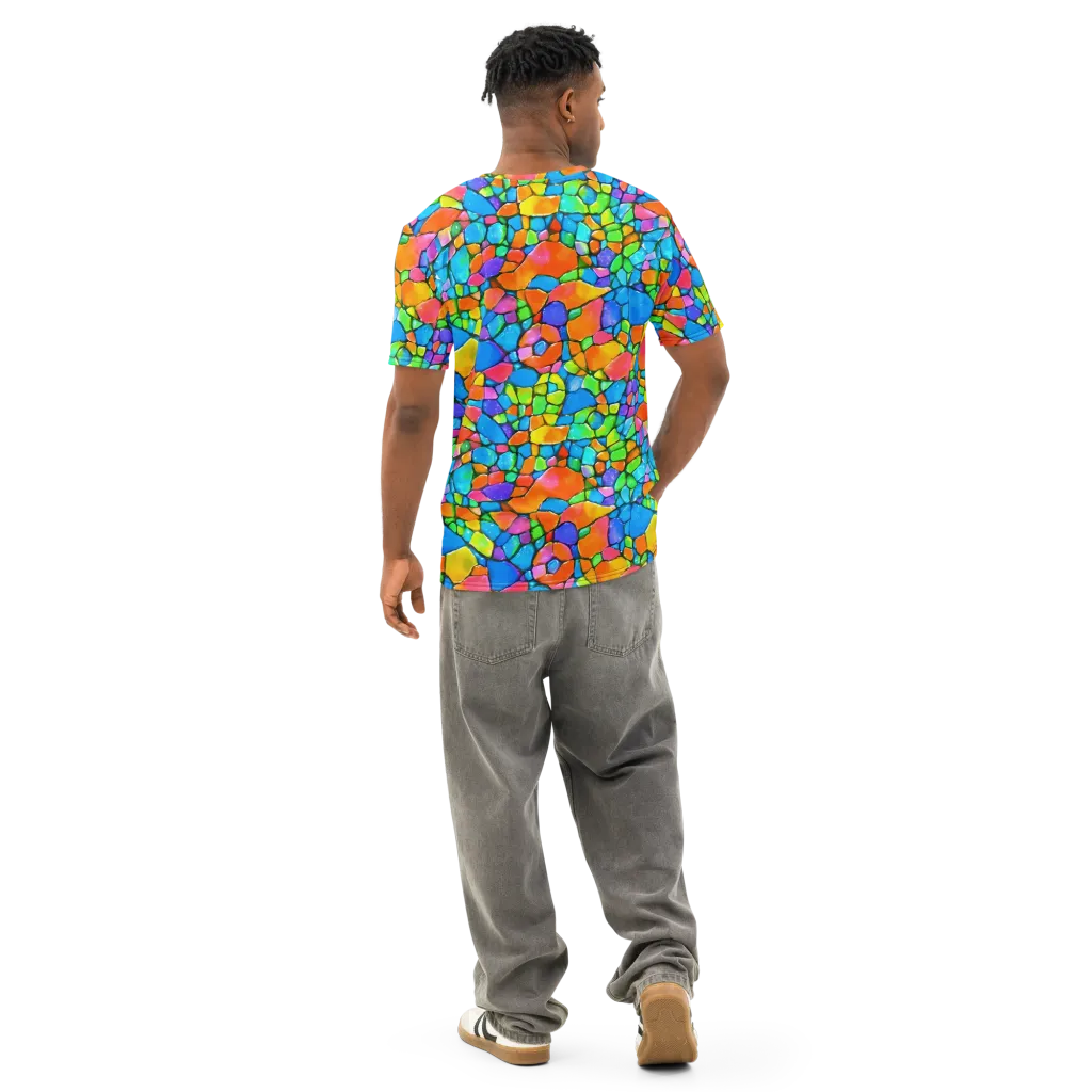 Prismatic Mosaic on Men's Cotton Crew Neck T-Shirt — Back