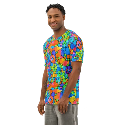 Prismatic Mosaic on a Men's Cotton Crew Neck T-Shirt