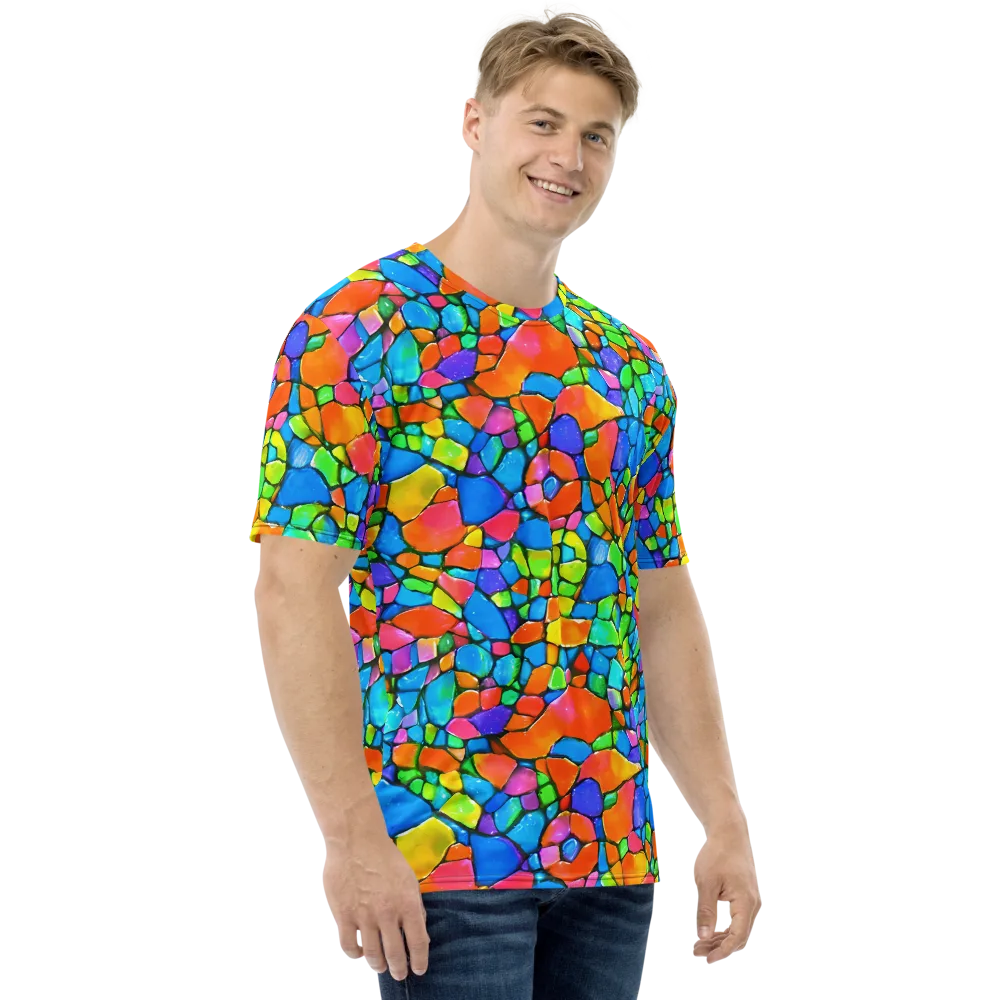 Prismatic Mosaic on Men's Crew Neck T-Shirt — Right