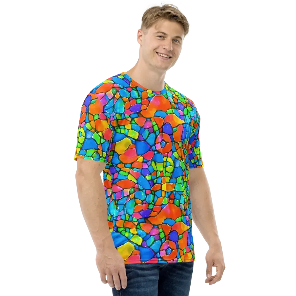 Prismatic Mosaic on Men's Crew Neck T-Shirt — Right