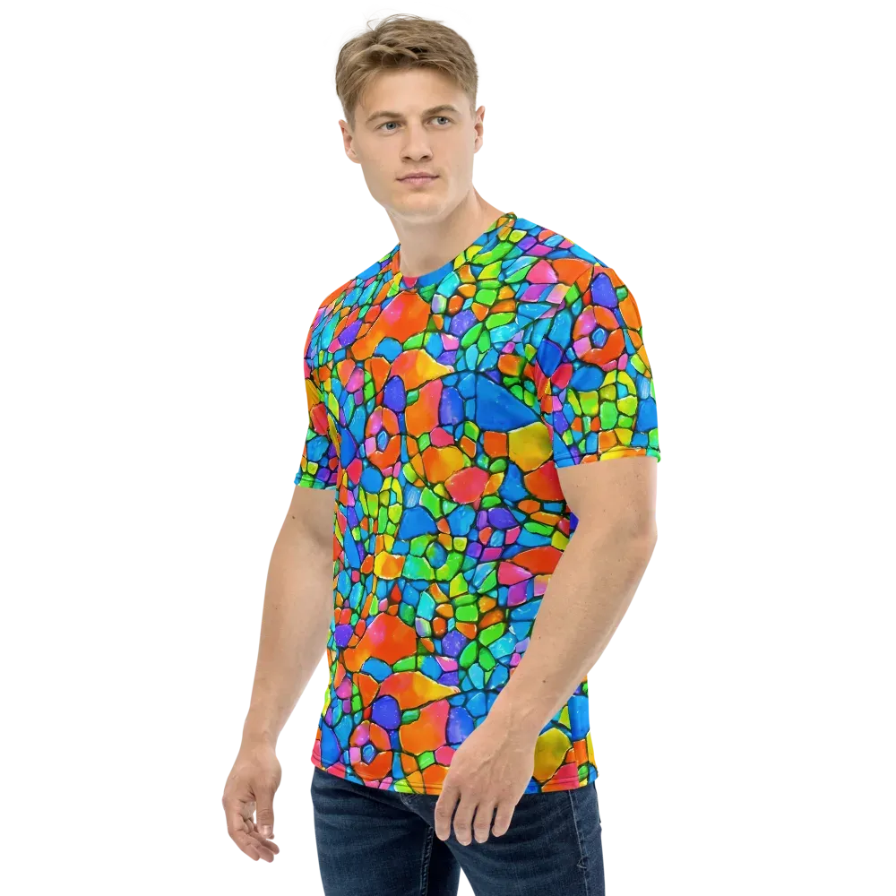 Prismatic Mosaic on Men's Crew Neck T-Shirt — Left
