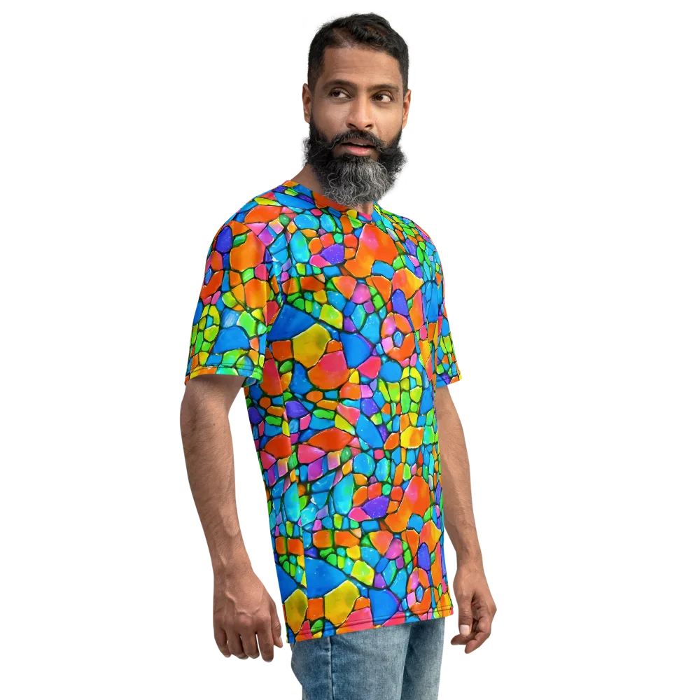 Prismatic Mosaic on Men's Crew Neck T-Shirt — Right