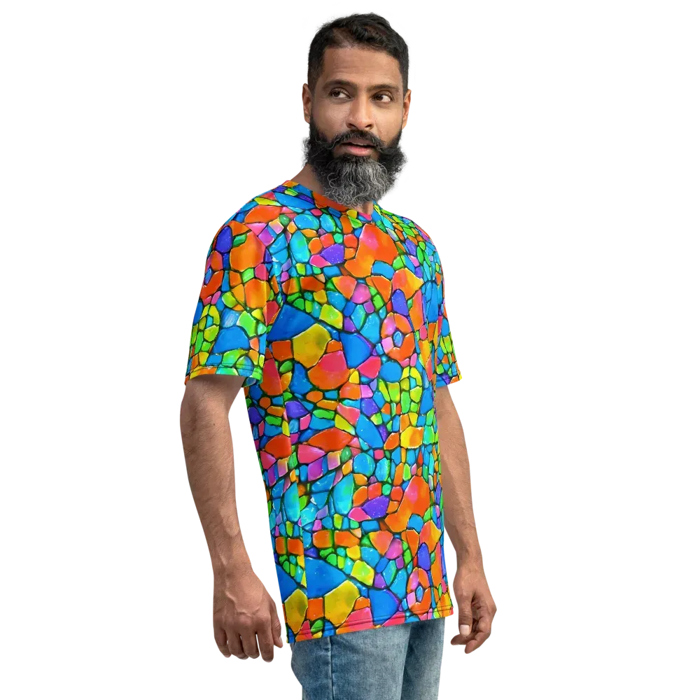 Prismatic Mosaic on Men's Crew Neck T-Shirt — Right