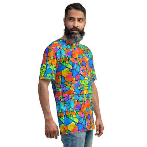 Prismatic Mosaic on a Men's Crew Neck T-Shirt