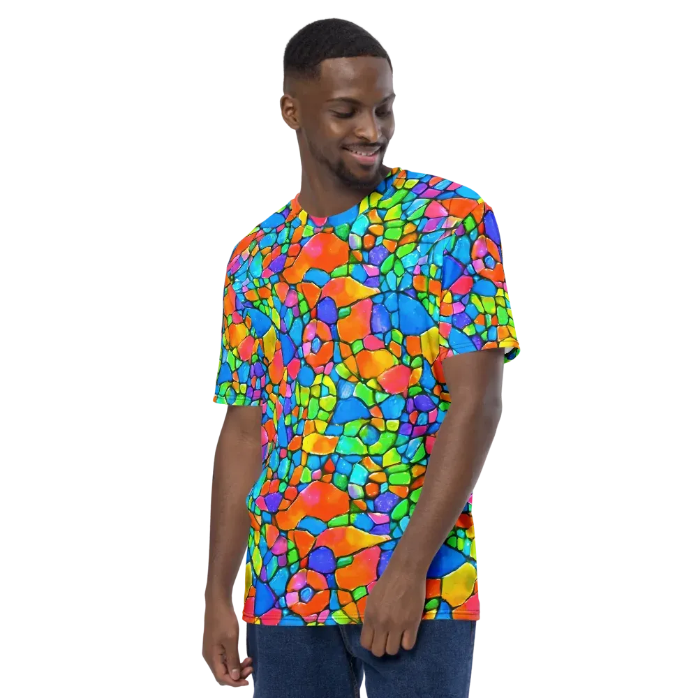 Prismatic Mosaic on Men's Crew Neck T-Shirt — Left