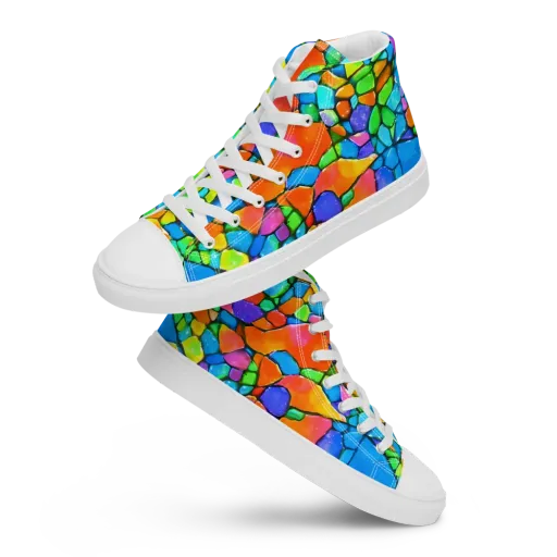 Prismatic Mosaic on a Men's High Top Canvas Shoes