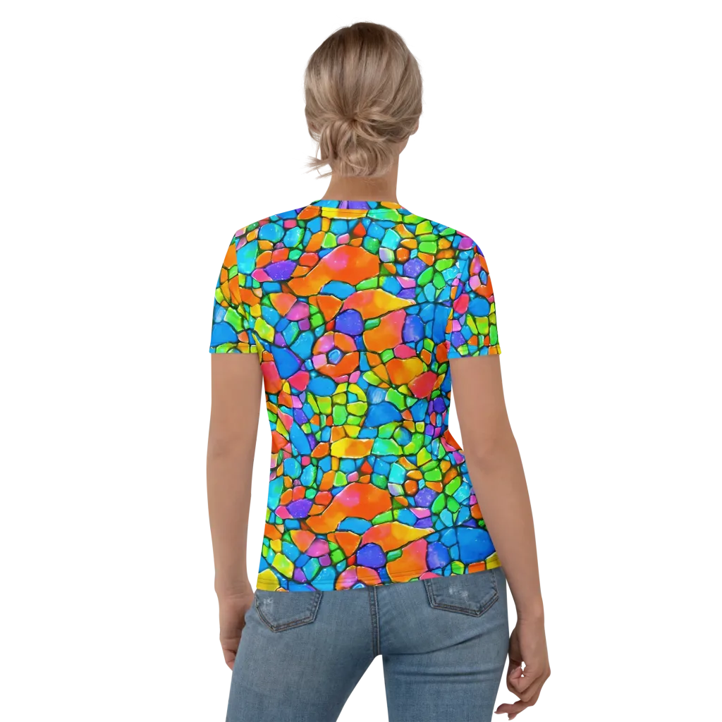 Prismatic Mosaic on Women's Crew Neck T-Shirt — Back