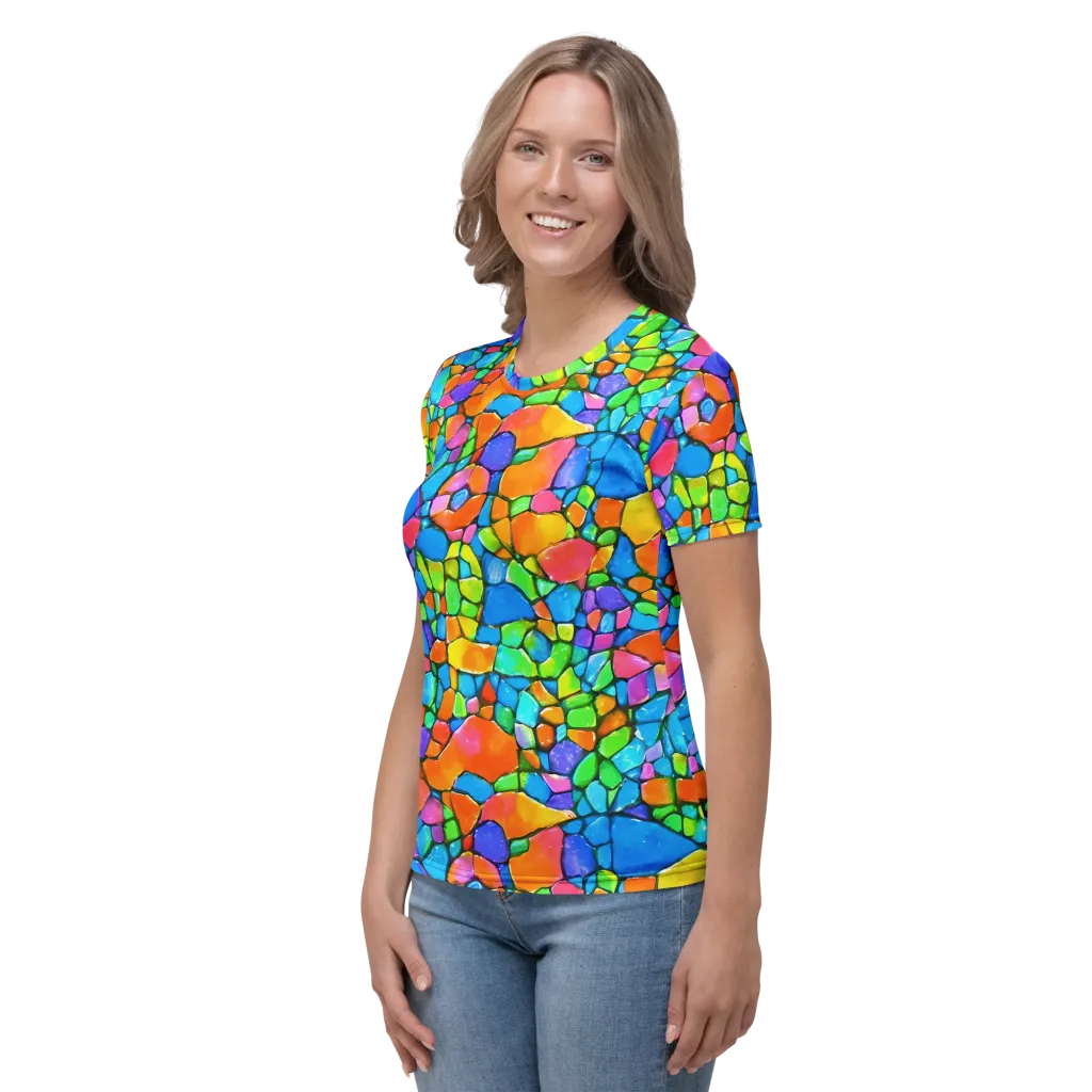 Prismatic Mosaic on Women's Crew Neck T-Shirt — Left