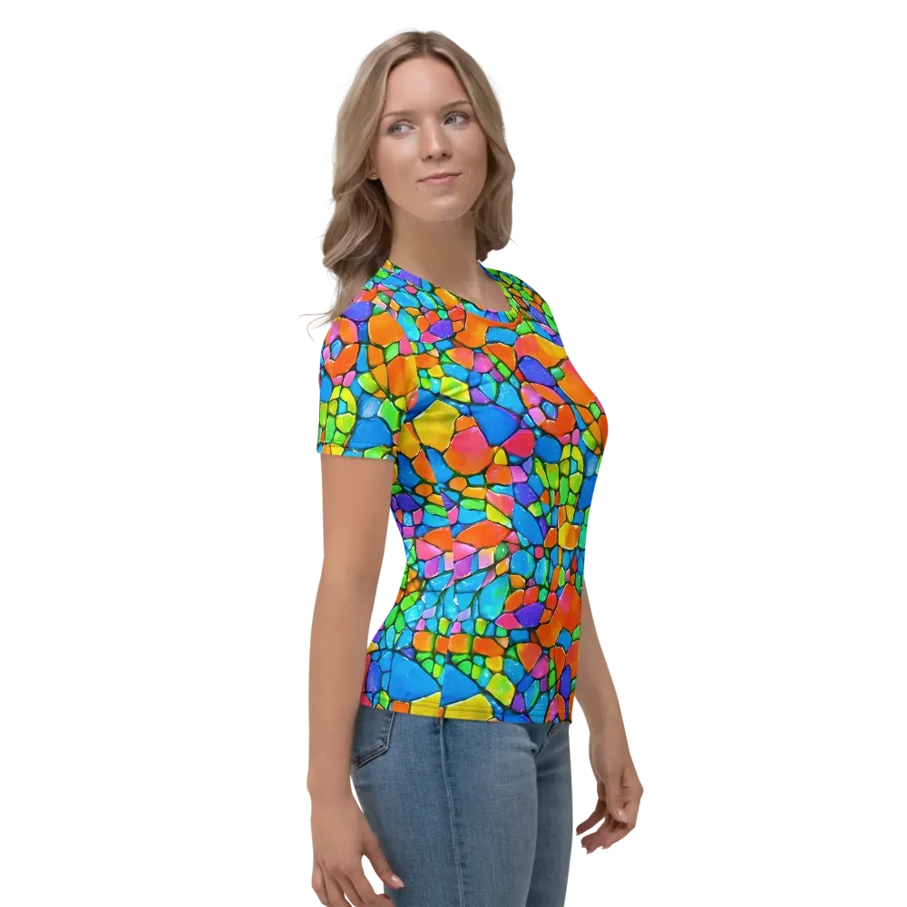 Prismatic Mosaic on Women's Crew Neck T-Shirt — Right