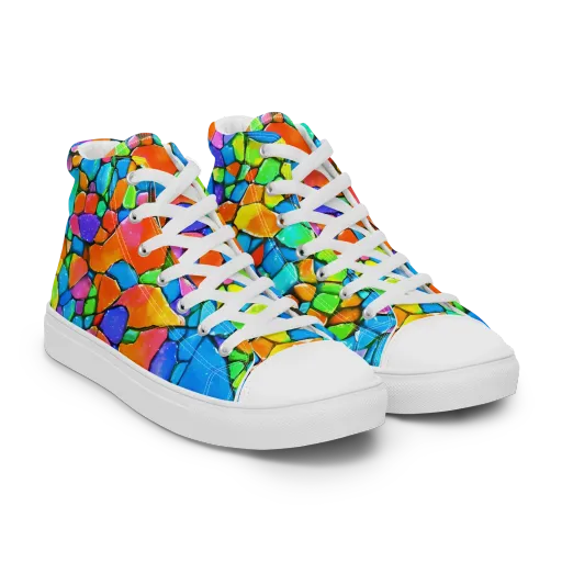 Prismatic Mosaic on a Women's High Top Canvas Shoes