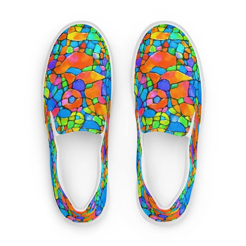 Prismatic Mosaic on Men's Slip-On Canvas Shoes — Front