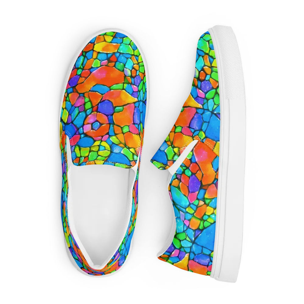 Prismatic Mosaic on Men's Slip-On Canvas Shoes — Front