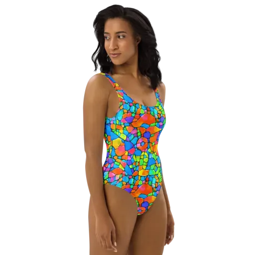 Prismatic Mosaic on a One-Piece Swimsuit