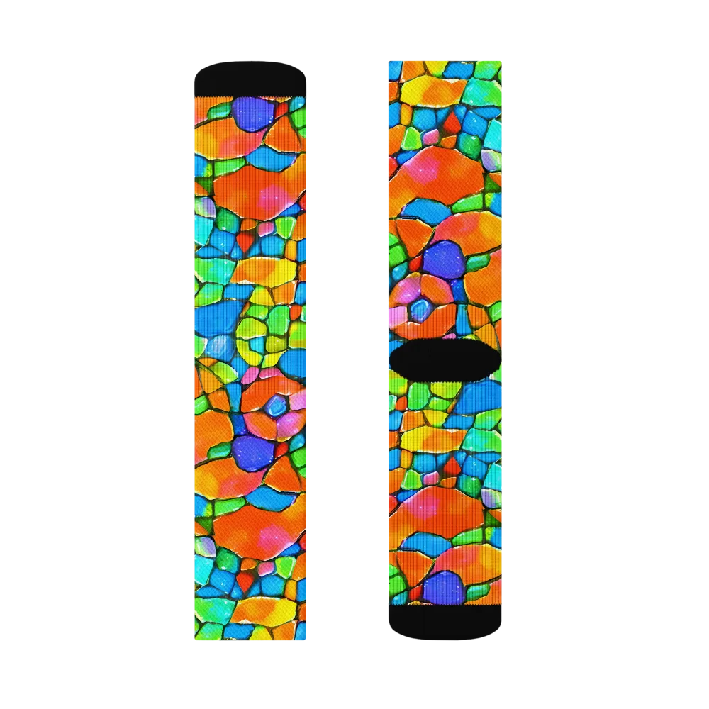 Prismatic Mosaic on Socks — Left Sock