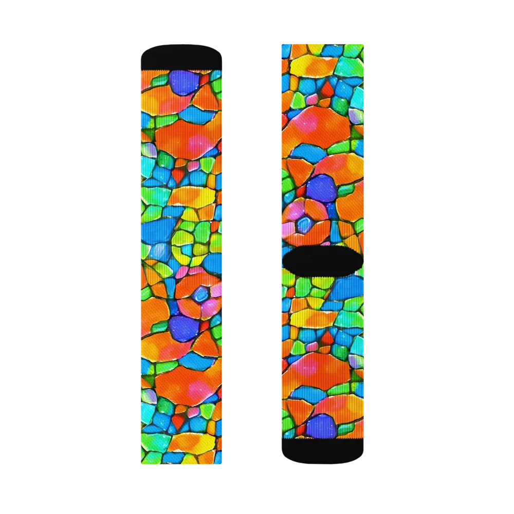 Prismatic Mosaic on Socks — Right Sock