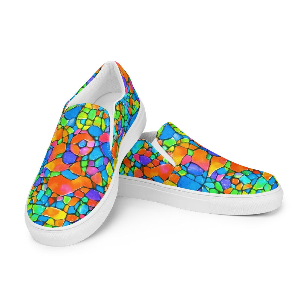 Prismatic Mosaic on Women's Slip-On Canvas Shoes — Left Front