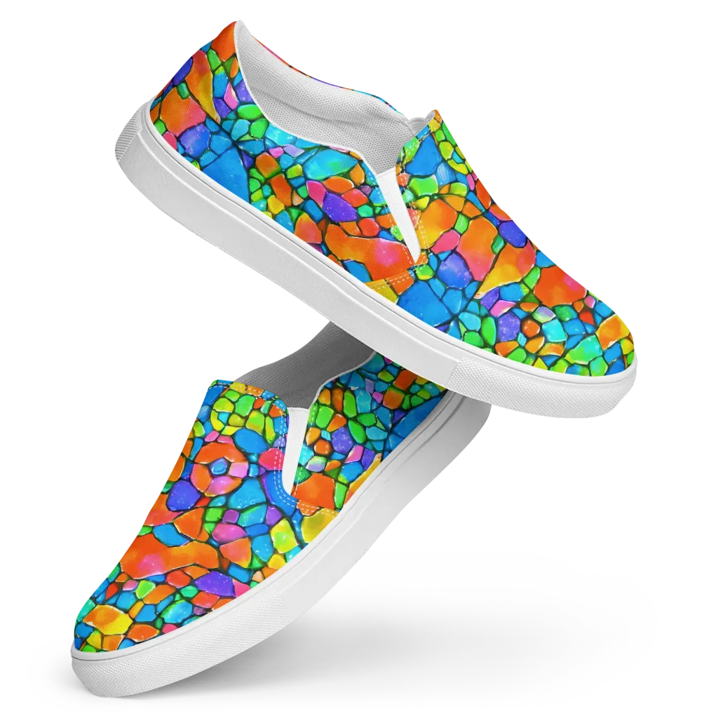 Prismatic Mosaic on Women's Slip-On Canvas Shoes — Front