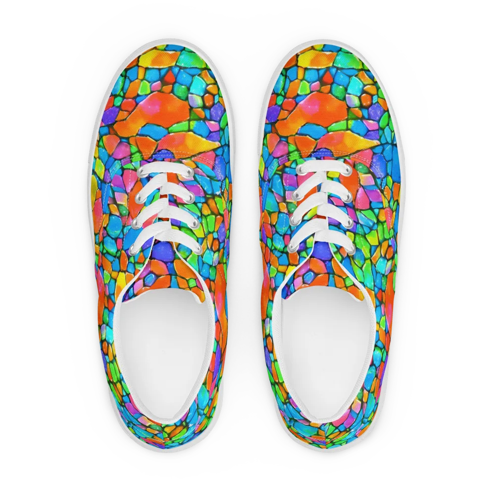 Prismatic Mosaic on Men's Lace-Up Canvas Shoes — Front