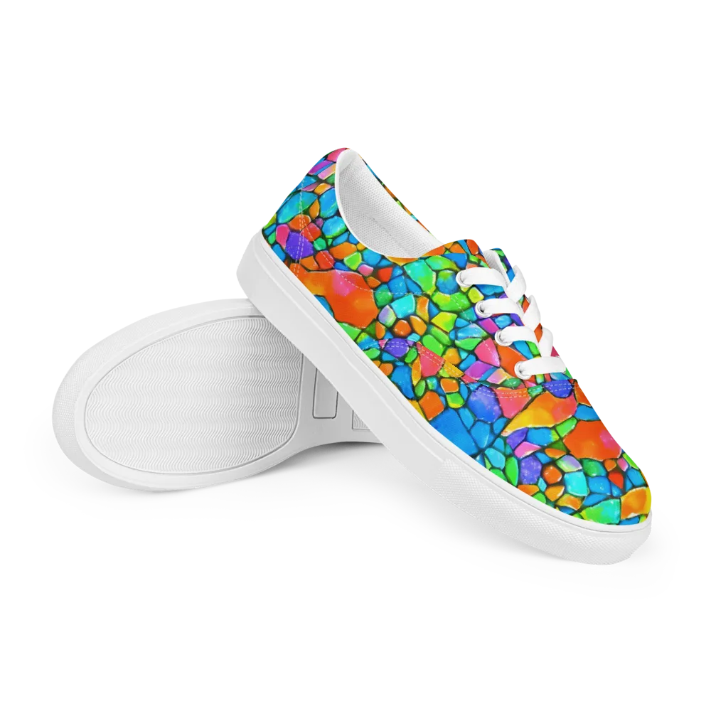 Prismatic Mosaic on Men's Lace-Up Canvas Shoes — Right Front